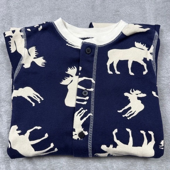 Lazy One‎ Kids Blue Moose Flapjacks Pajamas One Piece Size 8 Sleepwear - Picture 12 of 13